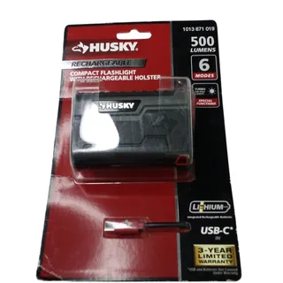 Photo of Husky 500-Lumen Compact Rechargeable Flashlight with Holster USB-C 91648