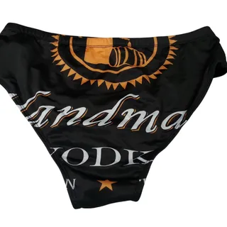 Photo of XL Novelty Vodka Graphic Swim Briefs Black Orange Print Bottoms