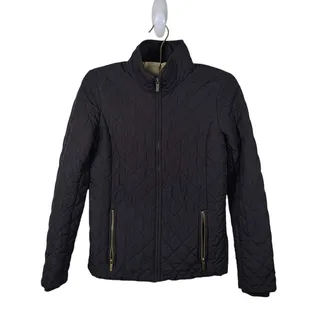Photo of J.Crew Womens Diamond Quilted Jacket Full Zip Black XXS Equestrian Heritage Prep