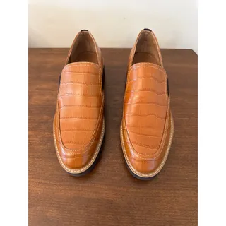 Photo of Donald J Pliner Trudie Loafers Size 9 Leather Croc Embossed Cognac Platform