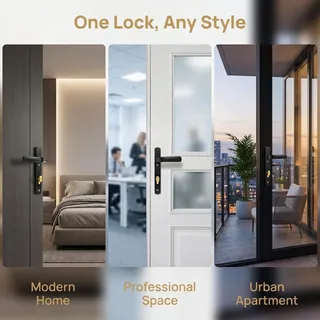 Photo of LALAFINA Storm Door Mortise Lock Set, Black Replacement Handle with Key-BLACK