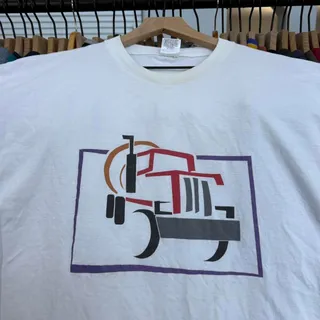 Photo of Vintage 90s Cement Truck Art Tee With Front and Back Graphic in White