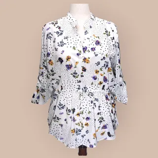 Photo of MPH Collection Floral Tunic Top XL White Spring Casual Resortwear NWT