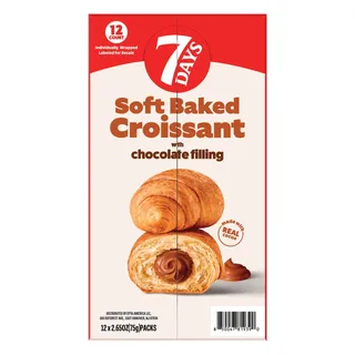 Photo of 7Days Soft Baked Croissant, Chocolate Filling, 2.65 oz, 12-count | New