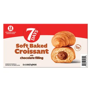 Photo of 7Days Soft Baked Croissant, Chocolate Filling, 2.65 oz, 12-count | New