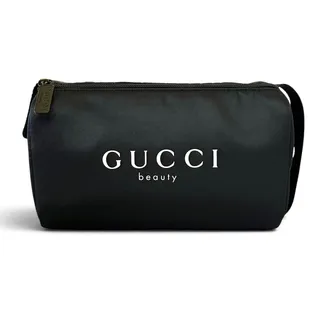 Photo of NWOT Gucci Beauty Black Nylon Zip Pouch Unisex Small Barrel Travel Toiletry Bag