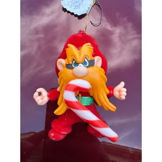 Photo of Yosemite Sam Christmas Ornament w/ Candy Cane Looney Tunes VintagE
