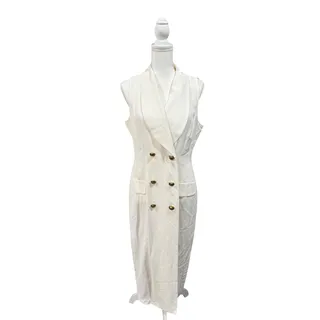 Photo of Vintage Dawn Joy Fashions Women's White Sleeveless Blazer Dress, size Medium
