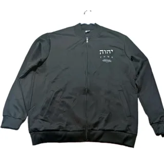 Photo of Men's XL Black Polyester Full Zip Sweatshirt Jacket YHWH Graphic Pockets