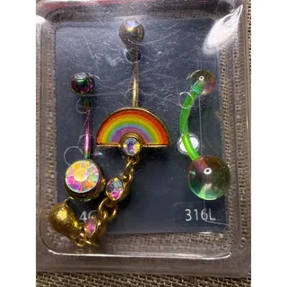 Photo of Pierced Nation Rainbow Belly Button Rings Set of 3 14G New in Package