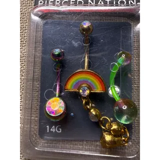 Photo of Pierced Nation Rainbow Belly Button Rings Set of 3 14G New in Package