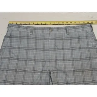 Photo of Perry Ellis (40) Gray Plaid Flat Front Dress Chino Shorts