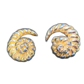 Photo of Rare Vintage Kenneth Jay Lane Nautilus Clip-On Earrings