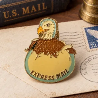 Photo of Vintage USPS Express Mail Hatching Eagle Enamel Pin 1996 Postal