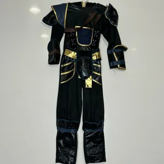 Photo of Kids Ninja Warrior Costume Black Blue Gold Armor Jumpsuit Hood Mask Halloween