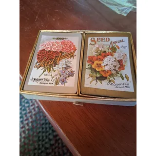 Photo of Complete Vtg Double Deck Congress Floral Seed Packet Playing Cards (3244)