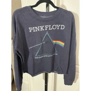 Photo of Pink Floyd Blue Cropped Lightweight Crew Neck Sweatshirt Women Medium