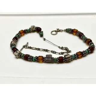 Photo of Multicolor Glass Beaded Bracelet, Toggle Clasp, Adjustable Extender Chain