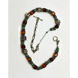 Photo of Multicolor Glass Beaded Bracelet, Toggle Clasp, Adjustable Extender Chain