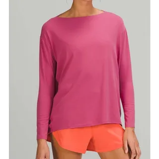 Photo of Lululemon Back in Action Nulu Long Sleeve Shirt Size L Pink Lychee Athleisure