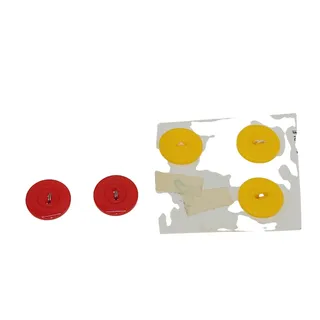 Photo of 2 partial packs two hole flat Red Yellow Vintage Costume Crafting 
