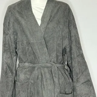 Photo of Kanata Blanket Co Gray Spa Bathrobe L/XL Belted Pockets Lounge Robe NWOT