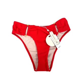 Photo of PQ Swim Womens S Red Haleyy Baylee Detail Fanned Bikini Bottoms NWT