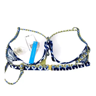 Photo of Bleu Rod Beattie Womens 10 Blue Yellow Boho Underwire Bikini Top NWT