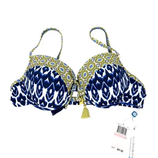 Photo of Bleu Rod Beattie Womens 10 Blue Yellow Boho Underwire Bikini Top NWT