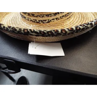 Photo of Beige 100% Straw Wide Brim Sun Hat with felt Sz 57cm tagged