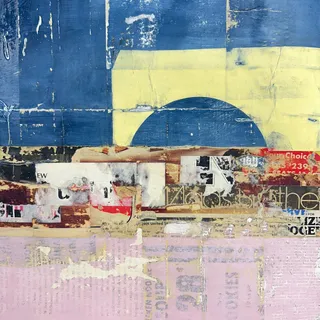 Photo of Original Mixed Media Modern Art Collage Painting 18x24 "Vinolent" Signed