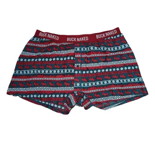 Photo of Duluth Trading Buck Naked Pattern Boxer Briefs Moose Fair Isle Red Green Men 2XL