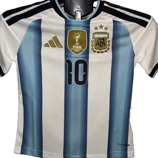 Photo of Argentina Adidas Home Youth #10 Messi Jersey White/Baby Blue Black KA8115 Size S