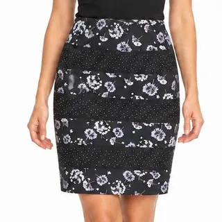 Photo of White House Black Market Black Floral Lace Pencil Skirt EUC Size 4