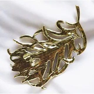 Photo of Vintage Peacock Multi-Color Crystal Gold Plated Feather Accent Brooch
