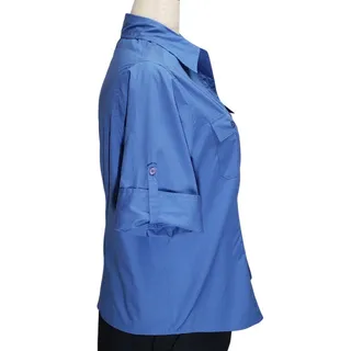 Photo of Vintage 90s Mountain Lake Utility Camp Shirt 1X Blue Gorpcore Coastal Granola