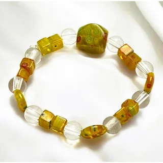 Photo of Vintage Murano Glass Millefiori Beads w/Clear Glass Spacers Stretch Bracelet