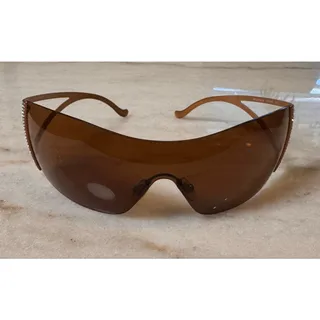 Photo of Y2K Vintage Versace 2034-B Crystal Shield Sunglasses – Gold/Bronze 1070/10