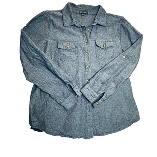 Photo of Riley & James Blue Woven Womens Button Down Shirt Size M Blue