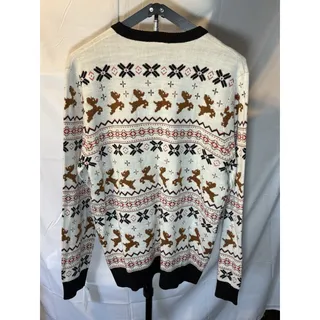 Photo of Rudolph the Red-Nosed Reindeer Men's Christmas Sweater White Acrylic Knit Size L