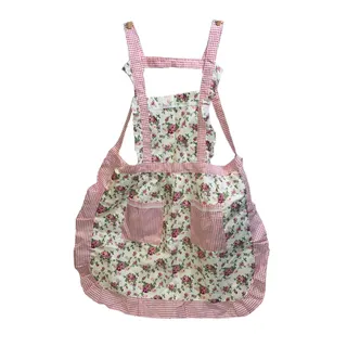 Photo of Apron For Teens Raylinedo Junior Pink White Double Pocket Full Floral Gingham 
