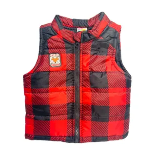Photo of Baby Vest Healthtex 12 Month Buffalo Plaid Puff Red Black Little Explorer Zipper