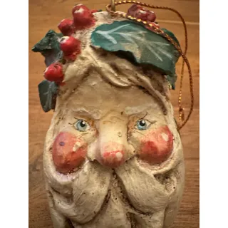 Photo of Vintage House Of Hatten Santa Head Ornament., Rustic Folk Art, Christmas Decor