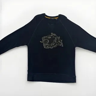 Photo of Sean John Waffle Knit Thermal Sweatshirt Black Studded Lion Logo NWT Men’s XXXL