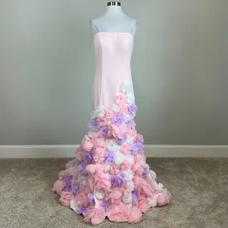 Photo of Terani Couture 251P4091 Pink Evening Gown Strapless Floral Mermaid Dress Size 14