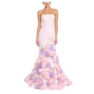 Photo of Terani Couture 251P4091 Pink Evening Gown Strapless Floral Mermaid Dress Size 14