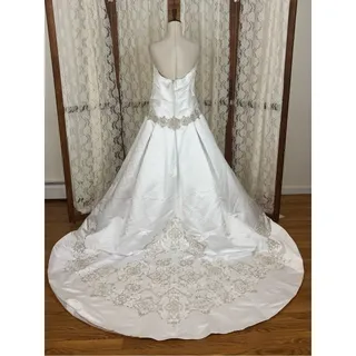 Photo of Beautiful Oleg Cassini Embroidered White Satin Wedding Gown
