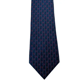 Photo of NWOT Vintage Hermès 100% Silk Men's Blue & Grey Tie With Red Dotted H's 