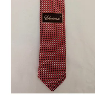 Photo of NWOT Vintage Chopard 100% Silk Men's Pink Tie With Multicolor Geometric Designs