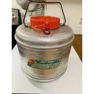 Photo of Vintage POLORON FEATHERLITE 2-Gallon Galvanized Aluminum Picnic Jug with Spout